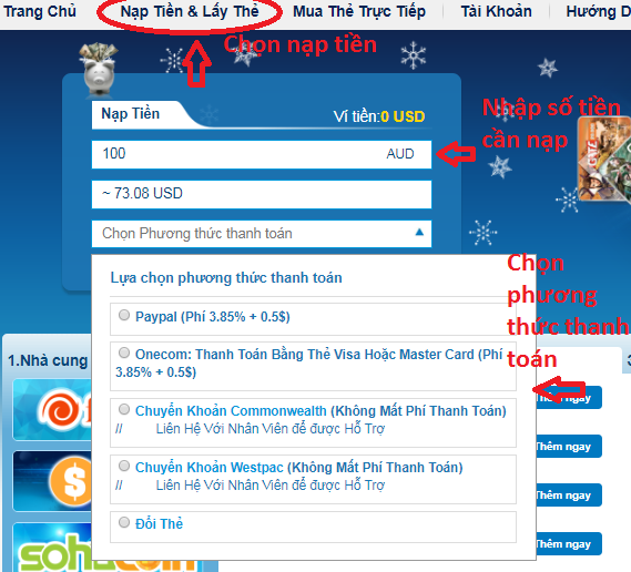 Hướng dẫn mua thẻ và nhận thẻ