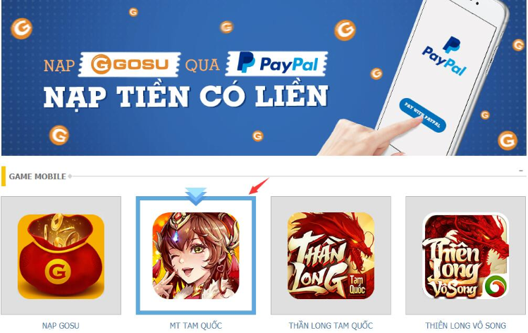 Nạp thẻ GOSU bằng Paypal chiết khấu cao và mang lại nhiều tiện ích