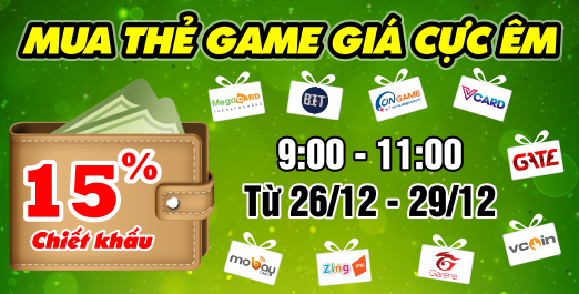 Mua thẻ game giá cực êm - chiết khấu 15%