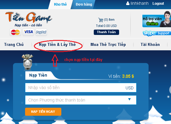 Mua thẻ điện thoại ở nước ngoài, hãy chọn tiengame.com