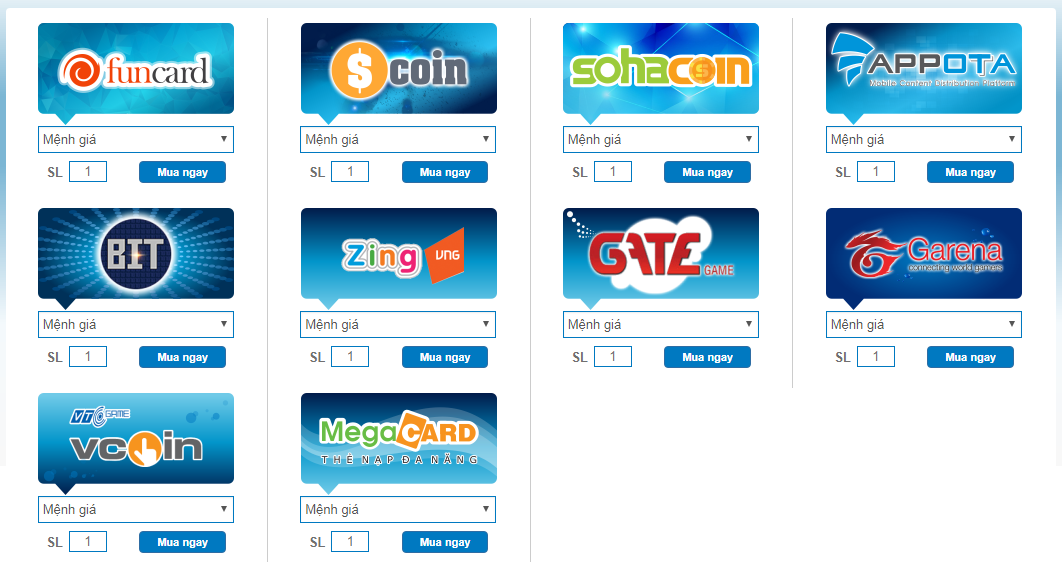 Các loại thẻ game online Hot nhất hiện nay