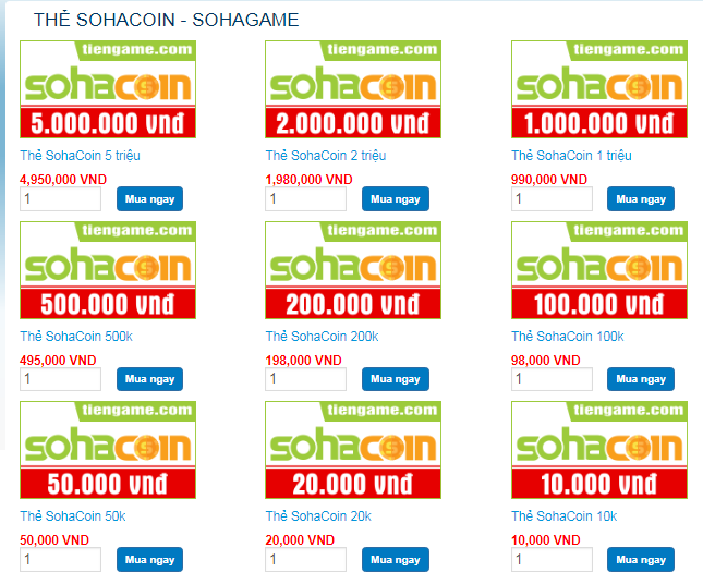 Thẻ SohaCoin nạp những game nào - Hướng dẫn mua thẻ SohaCoin